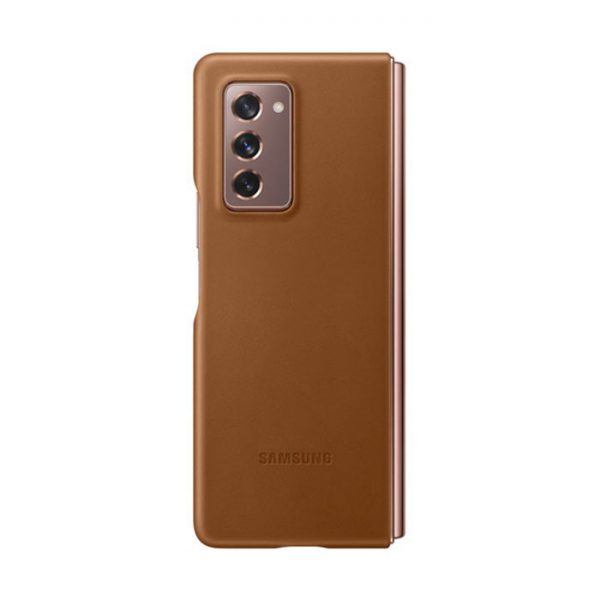 کاور چرمی گوشی سامسونگ Galaxy Z Fold 2 مدل Leather Case قهوه ای