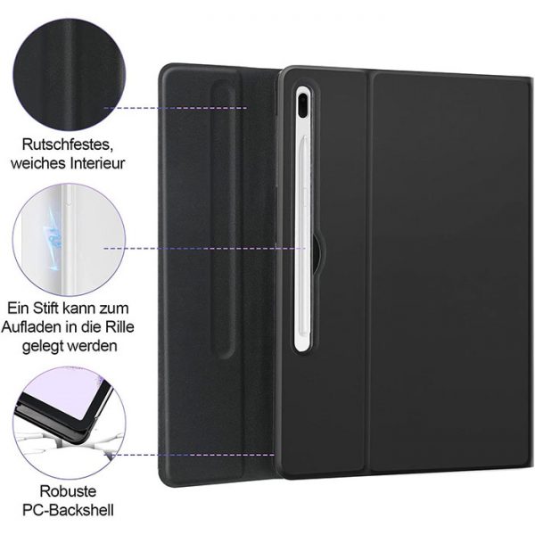 کیف کیبورددار تبلت سامسونگ مدل Galaxy Tab S7 Plus ساخت شرکت IVSO مشکی