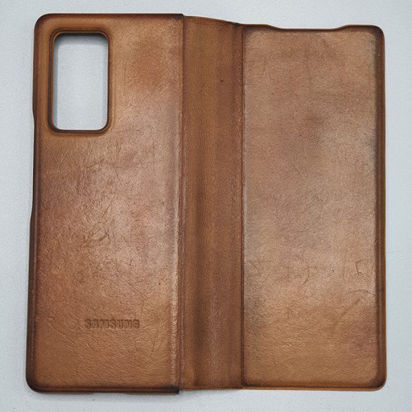 کاور چرمی دو طرفه گوشی سامسونگ Z Fold2 مدل Leather Case قهوه ای