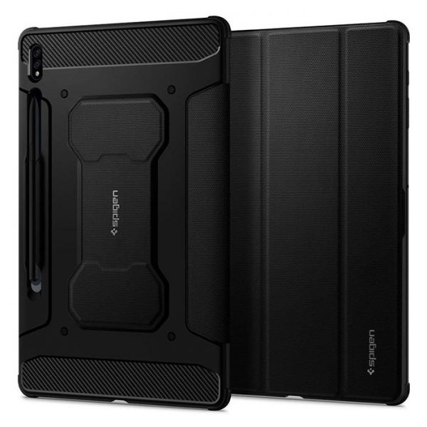 کاور اسپیگن تبلت سامسونگ Galaxy Tab S7 FE SM-T735 / T736B مدل Rugged Armor Pro مشکی