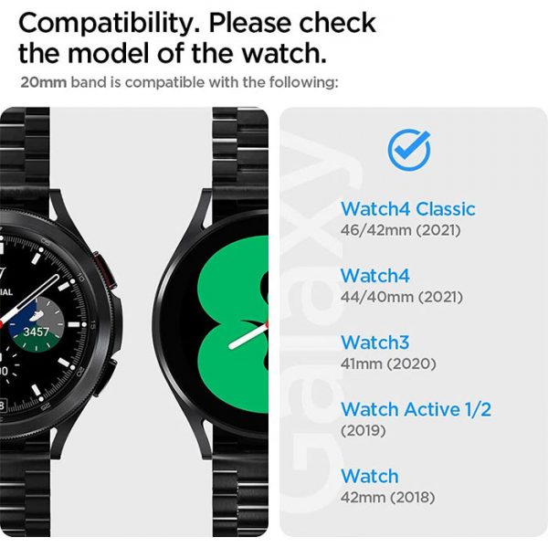 بند اسپیگن Modern Fit ساعت سامسونگ Galaxy watch4 44 / 40 / watch4 Classic 46mm / 42mm مشکی