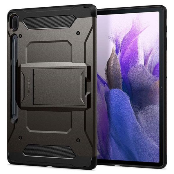 کاور اسپیگن تبلت سامسونگ Galaxy Tab S7 Plus T970/T975/T976 Tough Armor Pro رنگ gunmetal