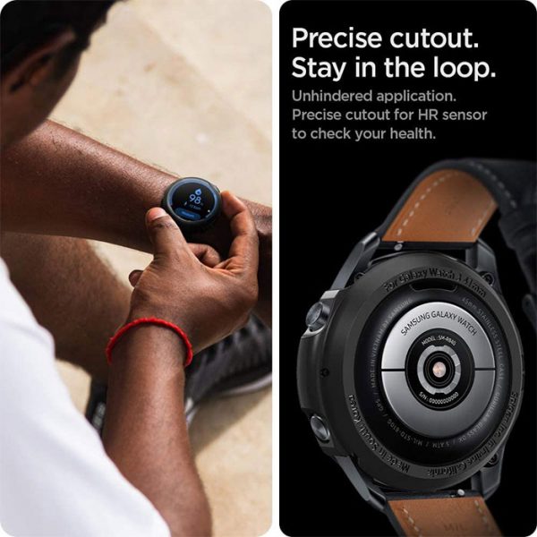 بند چرمی اسپیگن Liquid Air ساعت سامسونگ Galaxy watch 4 44 / 40 / watch 4 Classic 46mm / 42mm مشکی