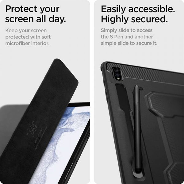 کیف اسپیگن تبلت سامسونگ گلکسی Tab S8 Plus X800 / X806 Rugged Armor Pro مشکی