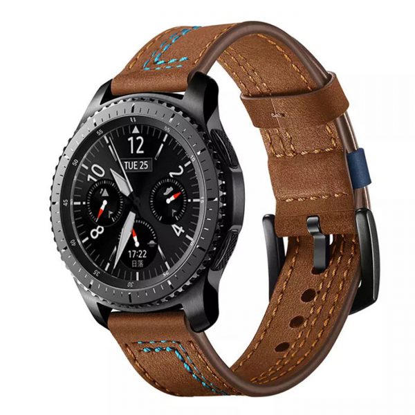 بند مدل Leatherrb2024 ساعت سامسونگ Galaxy watch4 44 / 40 / watch4 Classic 46mm / 42mm قهوه ای آبی