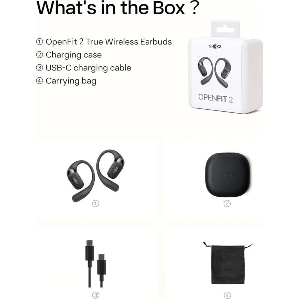 جعبه هدفون بی سیم افترشوکز مدل OpenFit 2 مشکی