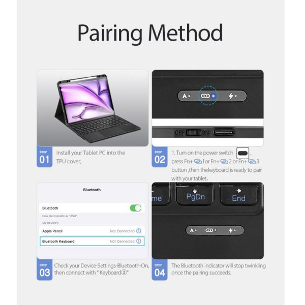 کیف کیبورد دار دوکس دوکیس مدل TK تبلت اپل iPad Air 13 (2024/2025)/iPad Pro 12.9(2020/2021/2022)