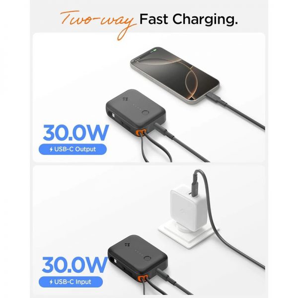 پاوربانک اسپیگن مدل EA3010BT ظرفیت 10000 میلی‌آمپر ساعت