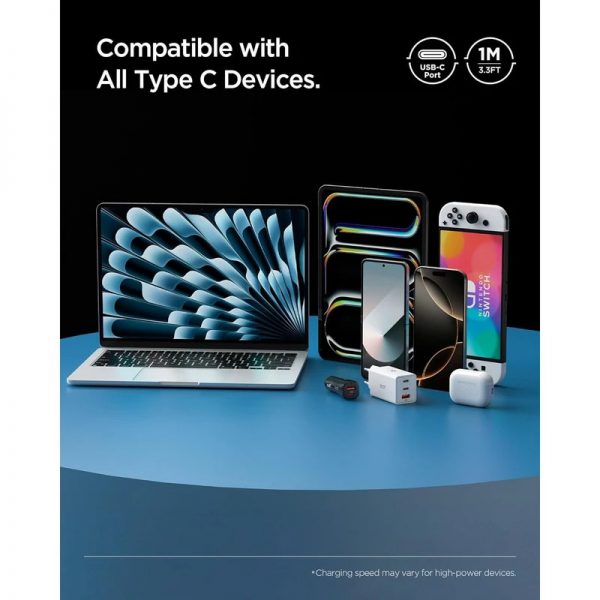 کابل تبدیل USB-C اسپیگن مدل EB6010CC طول 1 متر
