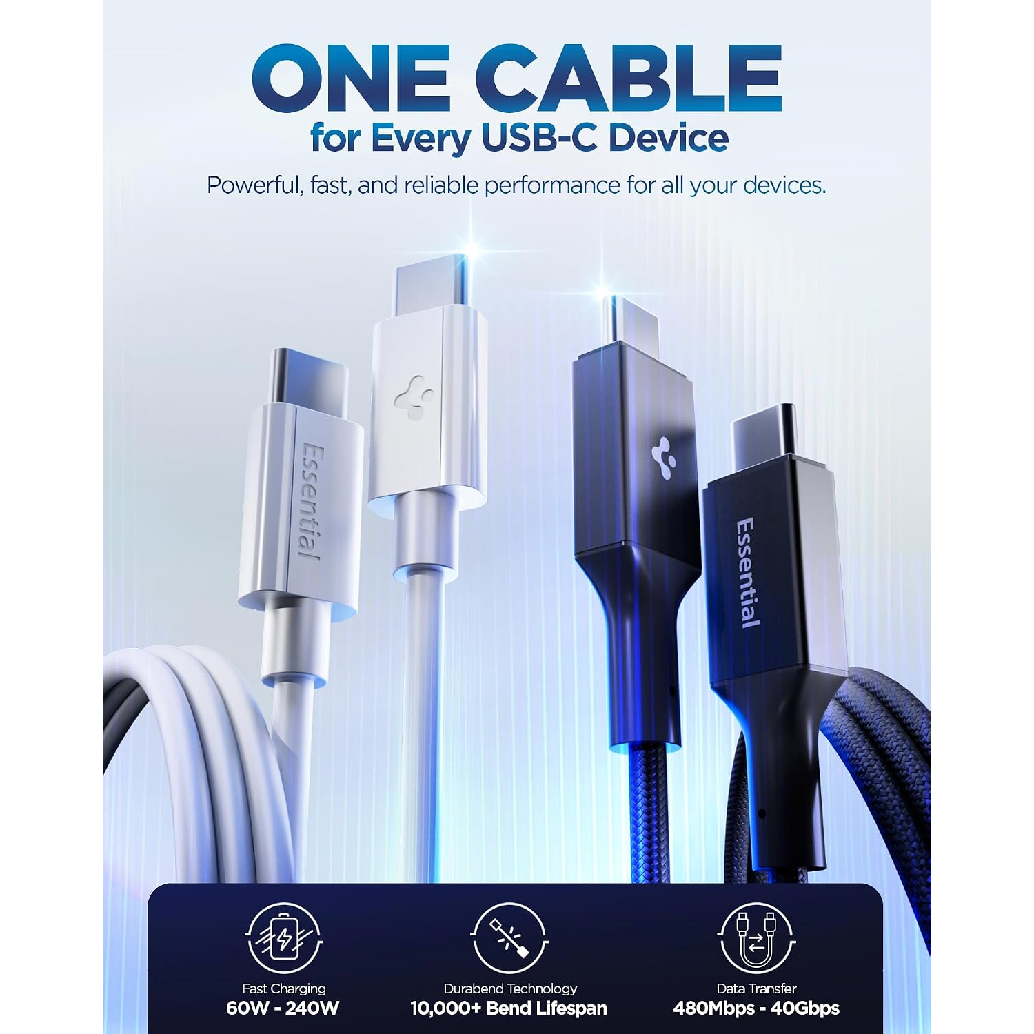 کابل تبدیل USB-C اسپیگن مدل ACA09459-100W طول 1 متر