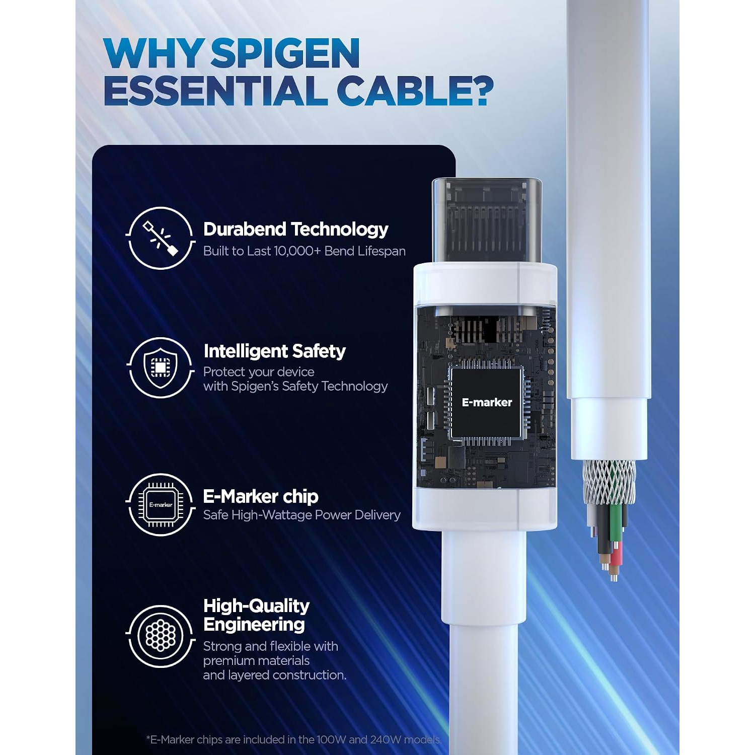 کابل تبدیل USB-C اسپیگن مدل ACA09459-100W طول 1 متر